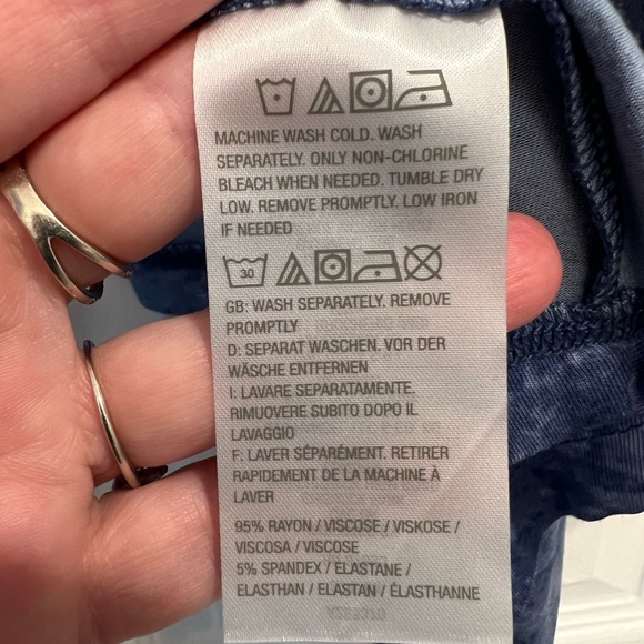 LOGO by Lori Goldstein Blue and Light Blue Spattered Paint Open Cardigan - Picture 8 of 11